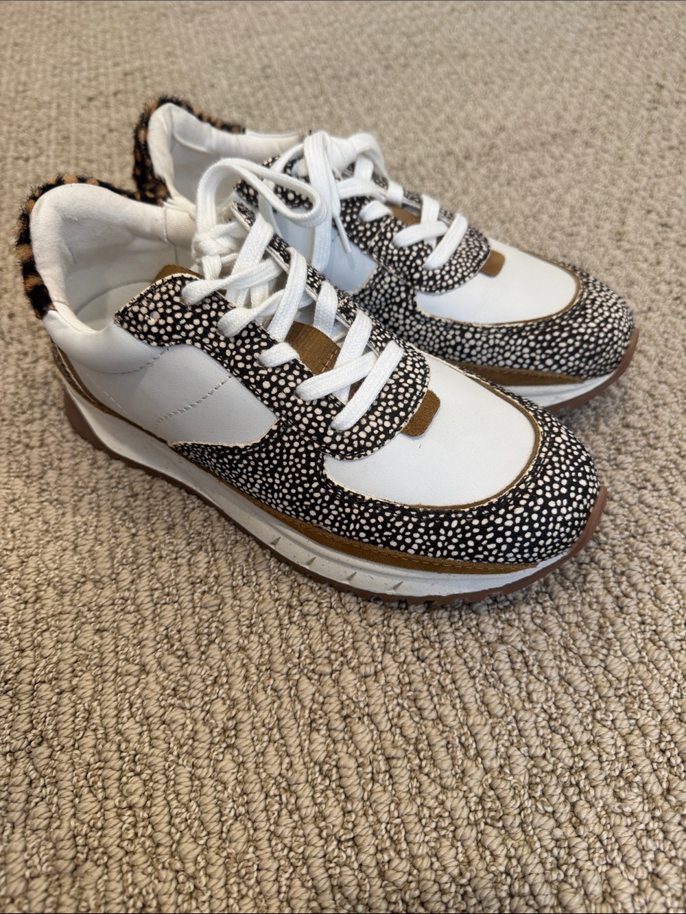 Woman’s White and Black and Brown Patterned Fashion Madewell Sneakers